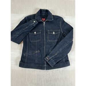 CHAPS Denim Jean Jacket Sz Medium Women's Zip Blue Casual True American Brand M